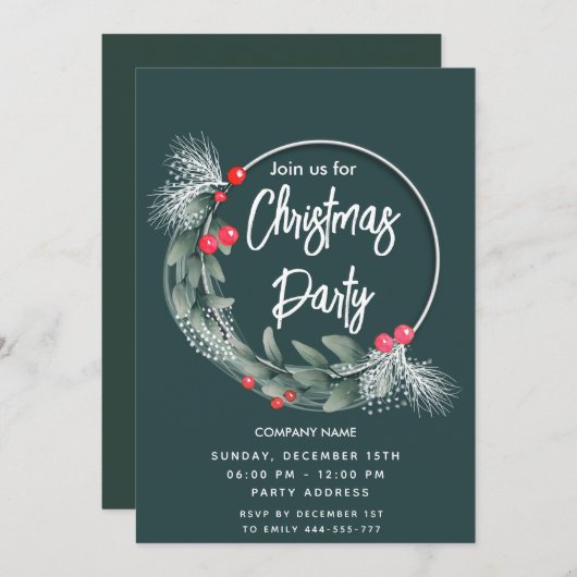 Elegante waterverf groene krans corporate kaart (Voorkant / Achterkant)