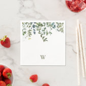 Elegante waterverf groene monogram servet (Insitu)