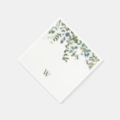 Elegante waterverf groene monogram servet (Hoek)