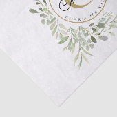 Elegante waterverf groene monogramnaam tissuepapier (Detail)