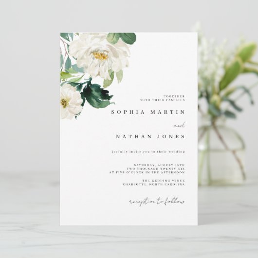 Elegante Waterverf Groene Trouw Uitnodiging (Staand voorkant)