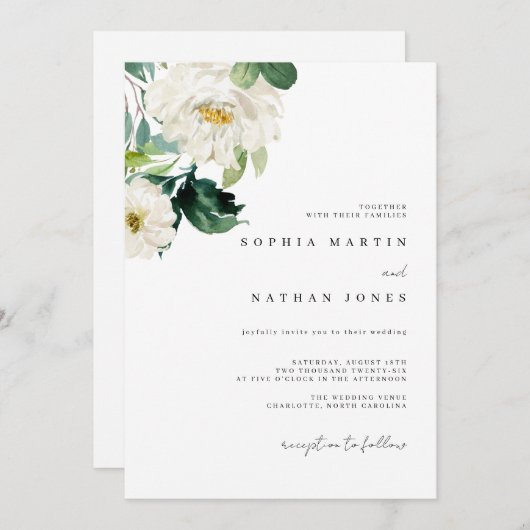 Elegante Waterverf Groene Trouw Uitnodiging