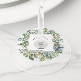 Elegante Waterverf Groene Wijn Glas Tag voor Huwel Wijnglaslabel