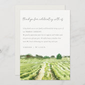 Elegante Waterverf Groene Wijngaard Trouw Bedankkaart (Voorkant / Achterkant)