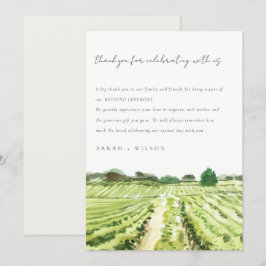 Elegante Waterverf Groene Wijngaard Trouw Bedankkaart