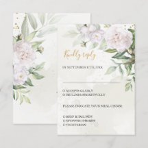Elegante Waterverf Groene Witte Bloemen Bruiloft