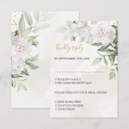 Elegante Waterverf Groene Witte Bloemen Bruiloft RSVP Kaartje