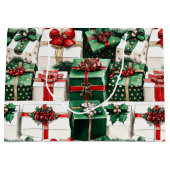 Elegante Waterverf groene witte kerstcadeaus Groot Cadeauzakje (Voorkant)