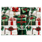 Elegante Waterverf groene witte kerstcadeaus Groot Cadeauzakje (Achterkant)