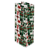 Elegante Waterverf groene witte kerstcadeaus Wijn Cadeautas (Voorkant Gekanteld)