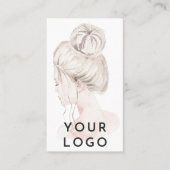 Elegante Waterverf Haar Stylist QR Code Verticaal Visitekaartje (Voorkant)