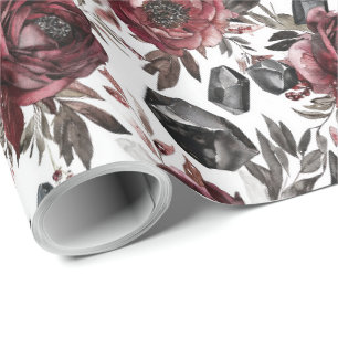 Elegante Waterverf Halloween Bloemen Cadeaupapier