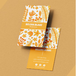 Elegante Waterverf | Handgemaakte oranje bloemetje Visitekaartje