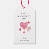 Elegante Waterverf harten, Valentijnsdag Cadeaulabel (Voorkant)