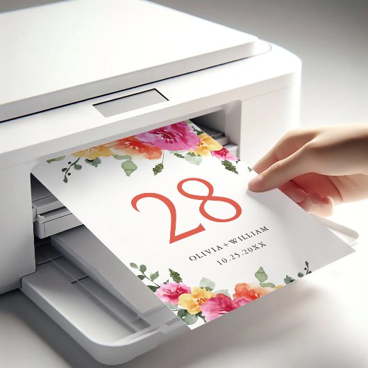 Elegante Waterverf Helder Roze Bloemen Bruiloft Kaart