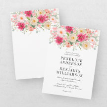 Elegante Waterverf Helder Roze Bloemige Bruiloft