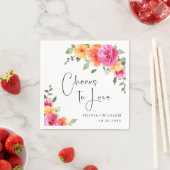 Elegante Waterverf Heldere Feestelijke Bloemen Bru Servet (Insitu)