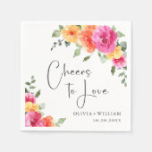 Elegante Waterverf Heldere Feestelijke Bloemen Bru Servet (Voorkant)