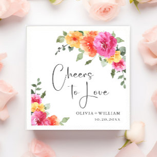 Elegante Waterverf Heldere Feestelijke Bloemen Bru Servet