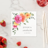 Elegante Waterverf heldere roze bloemenbruiloft Servet (Insitu)