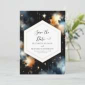 Elegante Waterverf hemelse bruiloft Save The Date (Staand voorkant)