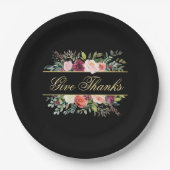 Elegante Waterverf Herfst Bloemen Geef Bedankt Papieren Bordje (Voorkant)