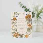 elegante waterverf herfst bloemenbruiloft Uitnodig (Staand voorkant)