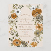 elegante waterverf herfst bloemenbruiloft Uitnodig (Voorkant)