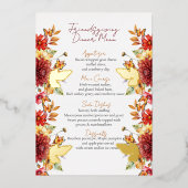 Elegante Waterverf Herfst Bloemendiner Menu (Voorkant)