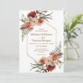 Elegante waterverf herfst bloementerracotta bruilo kaart (Staand voorkant)