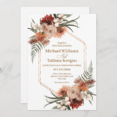 Elegante waterverf herfst bloementerracotta bruilo kaart (Voorkant / Achterkant)