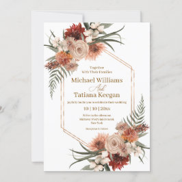 Elegante waterverf herfst bloementerracotta bruilo kaart