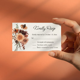 elegante waterverf herfst bloemrijke RSVP bruiloft Informatiekaartje