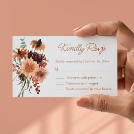 elegante waterverf herfst bloemrijke RSVP-huwelijk Informatiekaartje