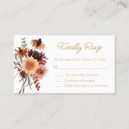 elegante waterverf herfst bloemrijke RSVP trouw go Informatiekaartje