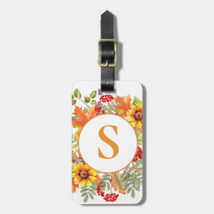 Elegante waterverf herfst bloemstukken bagagelabel