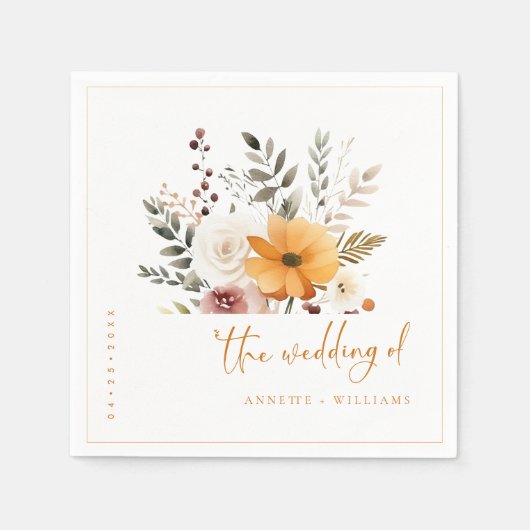 Elegante Waterverf herfst bruiloft servetten (op m (Voorkant)