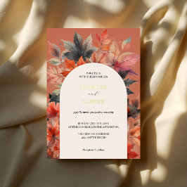 Elegante waterverf herfst esdoornbladeren bloemen folie uitnodiging