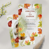 Elegante Waterverf herfst foto bruiloft Kaart