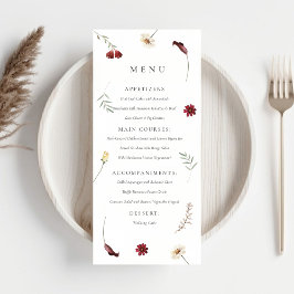 Elegante Waterverf Herfst Herfst Wildflower Weddin Menu
