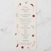 Elegante Waterverf Herfst Herfst Wildflower Weddin Programmakaart (Voorkant)