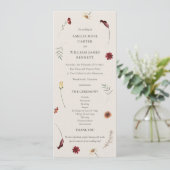 Elegante Waterverf Herfst Herfst Wildflower Weddin Programmakaart (Staand voorkant)