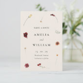 Elegante Waterverf Herfst Herfst Wildflower Weddin Save The Date (Staand voorkant)