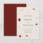 Elegante Waterverf Herfst Herfst Wildflower Weddin Save The Date (Voorkant / Achterkant)