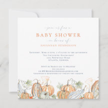 Elegante Waterverf Herfst Pompoen Baby Shower