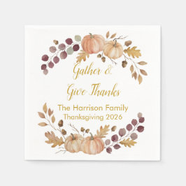 Elegante Waterverf Herfst Pompoen Thanksgiving Geb Servet