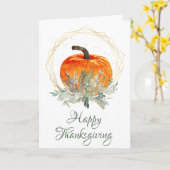 Elegante Waterverf Herfst Pompoen Thanksgiving Kaart (Gele Bloem)