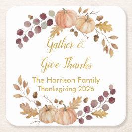 Elegante Waterverf Herfst Pompoen Thanksgiving Ond Kartonnen Onderzetters