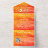 Elegante Waterverf Herfst QR Code Bruiloft RSVP All In One Uitnodiging (Binnen)