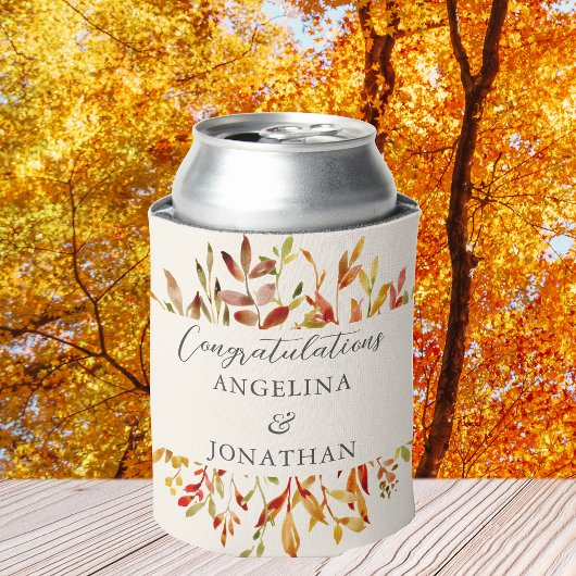 Elegante Waterverf herfstbladeren aangepaste bruil Blikjeskoeler